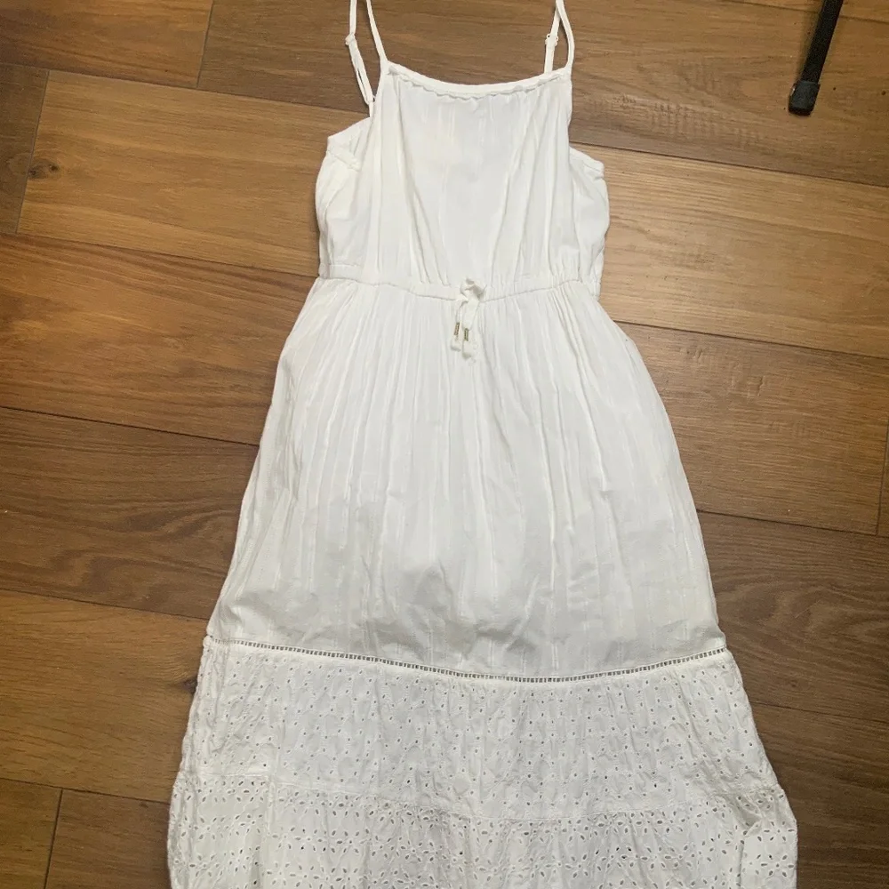 Cat & Jack Broderie Anglaise  Long White Dress with Adjustable Straps
